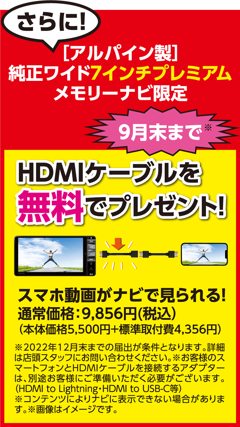 HDMIケーブルを無料でプレゼント！